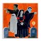 Halloween Graveyard Monsters Vibrant Orange Pop Wall Plaque Art
